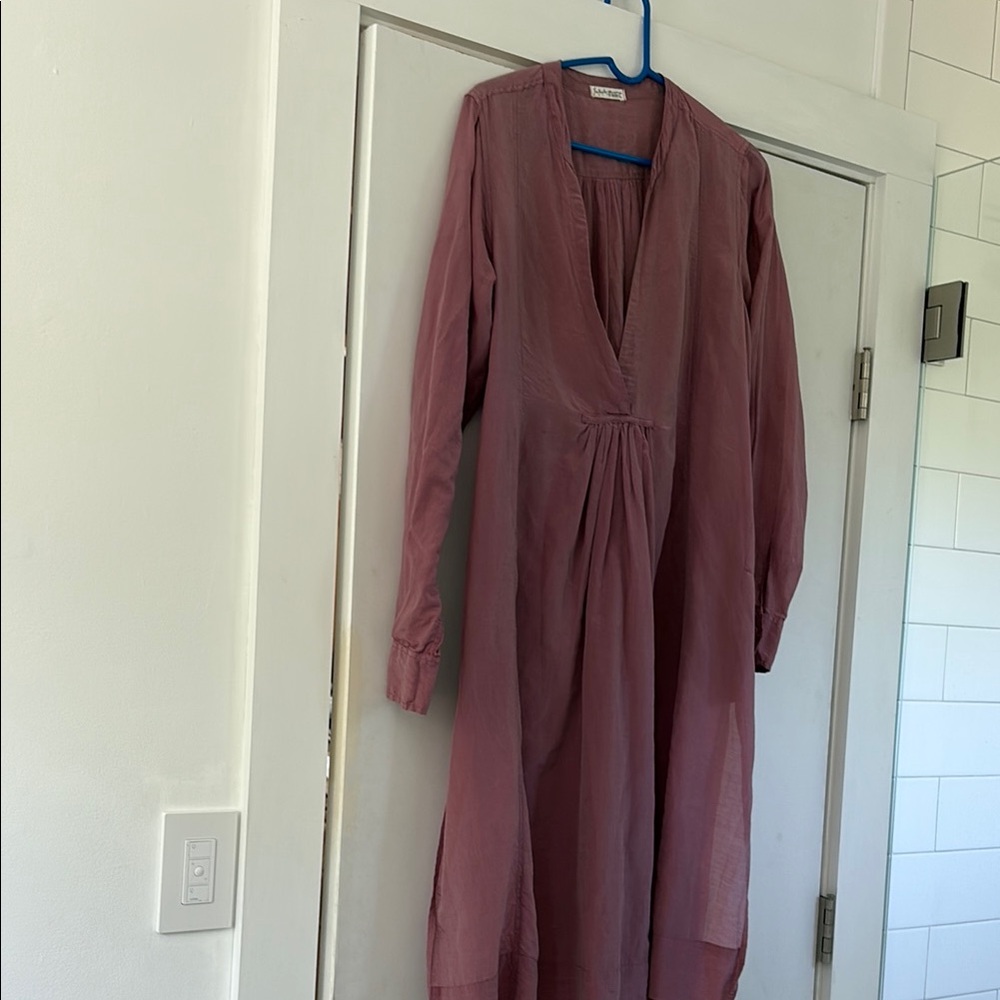Free people x CP shades mauve beach dress with long sleeves and Plunge Neckline